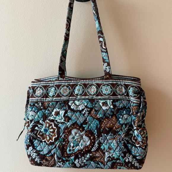 Vera Bradley Retired Java Blue Medium Tie Tote - Picture 2 of 5